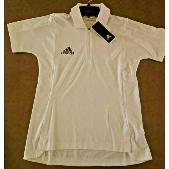 adidas GL7907 Women's Size MT White PrimeGreen 1/4 Zip Shortsleeve Coord Polo - Picture 1 of 4